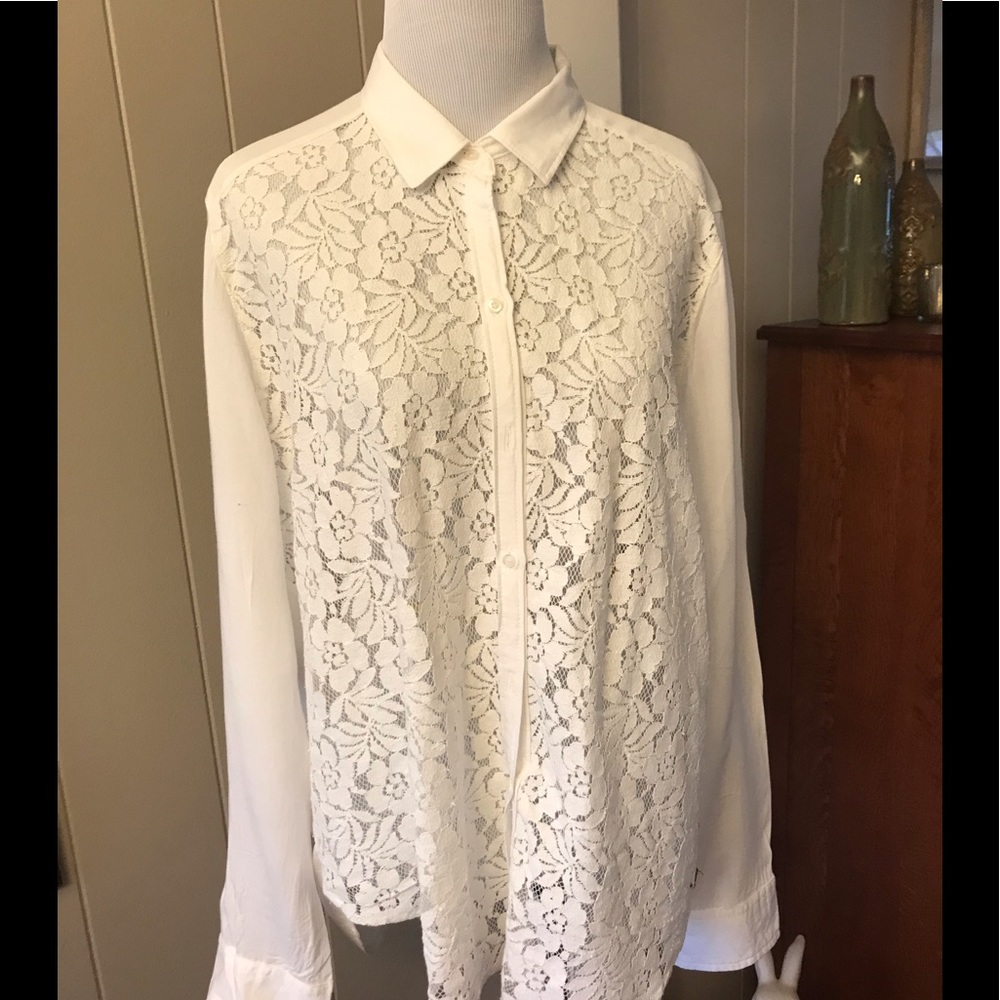 Hollister lace front button down shirt